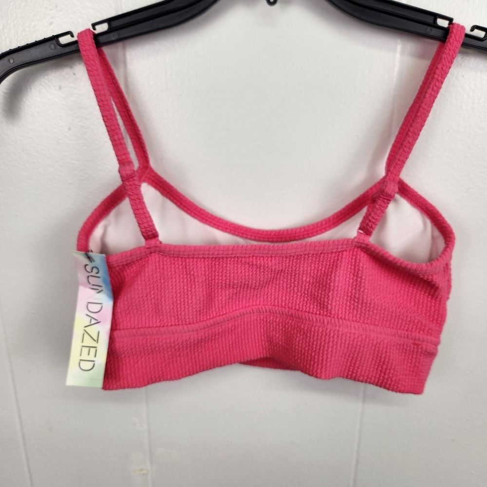 Sundazed Gianna Bikini Top M Ultra Pink Smocked Bralette NWT Flawed $34.99 - Picture 2 of 7